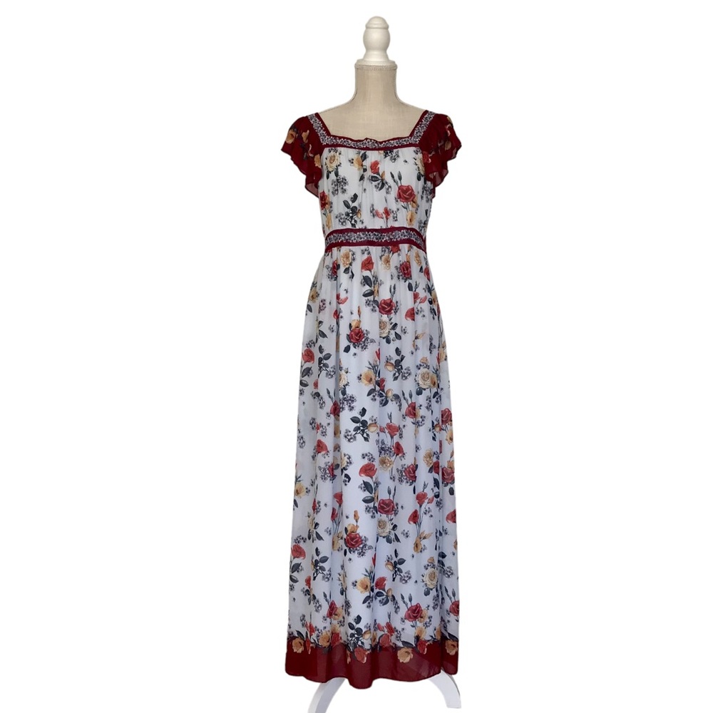 Light blue Max studio maxi dress with flower print in size small